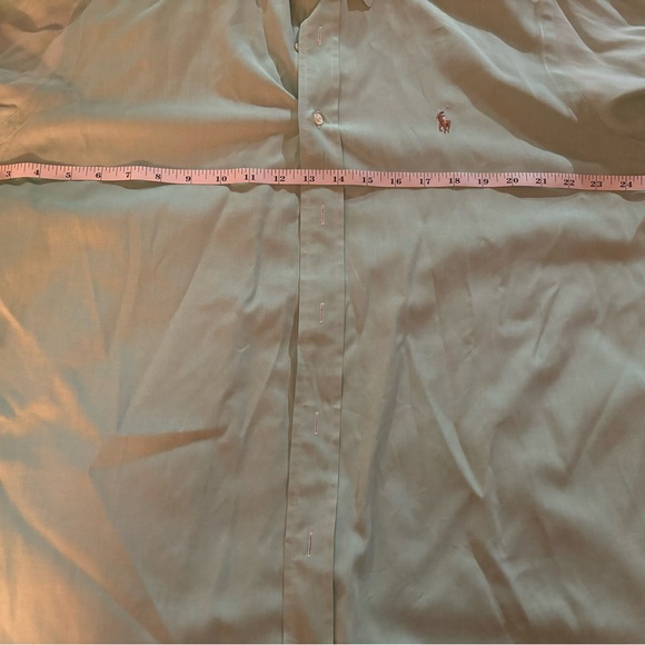 Ralph Lauren Button Up Shirt 16.5 34/35 Classic Fit Green Flesh Pony Preppy - Picture 5 of 11